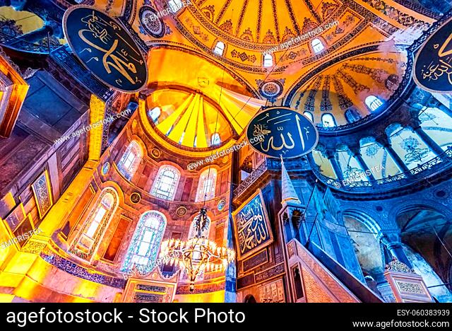 Istanbul, Turkey - September 2020:The Hagia Sophia (The Church of the Holy Wisdom or Ayasofya) Byzantine landmark and world wonder in Istanbul