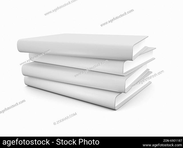 Four realistic blank book cover template, isolated on white background