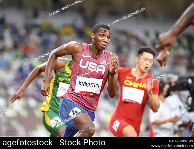 Front: Erriyon KNIGHTON (USA) Action, Athletics Semifinals Semi Finals 200m Sprint of Men, MenÕS 100m, on August 03, 2021 Summer Olympics 2020, from July 23