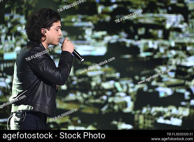 Italian singer Leo Gassmann during the tv show ' Che tempo che fa'. Milan, ITALY-01-03-2020