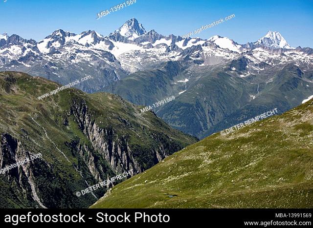 alps, valais alps, finsteraarhorn, lauteraarhorn, eiger, jungfrau, mönch, view from nufenenpass