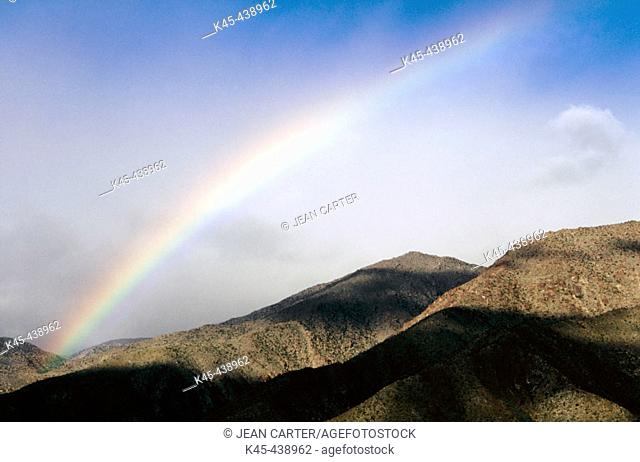 Rainbow over Santa Rosa Mountains, Anza-Borrego Desert State Park. Southern California, USA