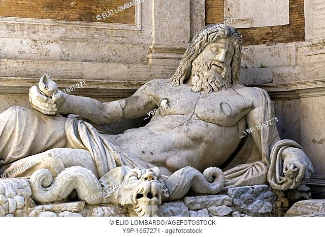 Detail of Marforio statue, Palazzo Nuovo, Campidoglio square, Rome, Latium, Italy