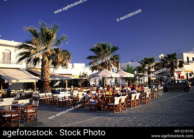 Pavement Cafe at the harbour promenade, Naoussa, Paros, Cyclades, Greece, Pavement Cafe at the harbour promenade, Naoussa, Paros, Cyclades, Greece, Europe