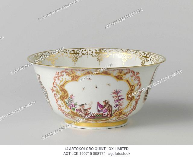 Slop bowl Sink bowl Sink bowl, multi-colored with chinoiseries and a trompe l'oeuil, Sink bowl of painted porcelain. Indian Blumen has been painted on the...
