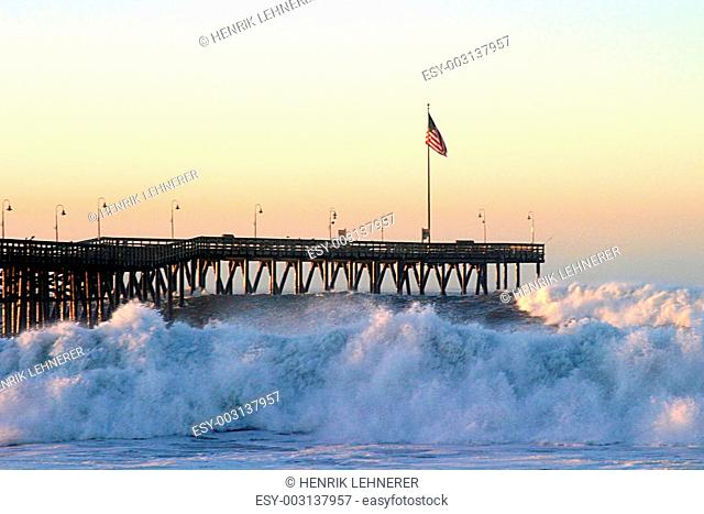 Ocean Wave Storm Pier