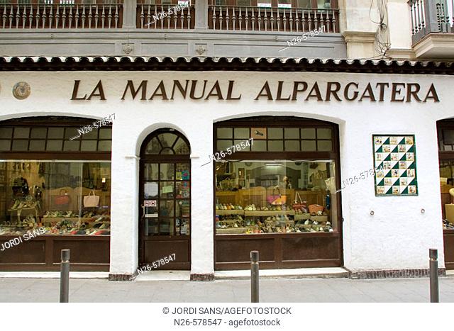 'La Manual Alpargatera' shop. Barcelona. Catalonia. Spain