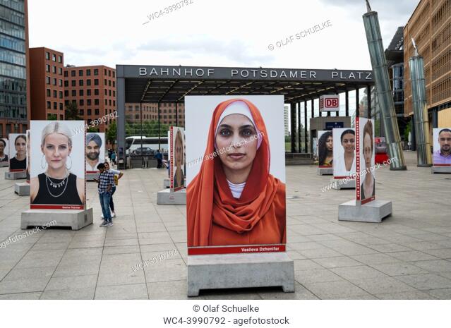 Berlin, Germany, Europe - Art installation ""The Germans of the 21 century"" by the Italian photographer and creative director Oliviero Toscani at Potsdamer...