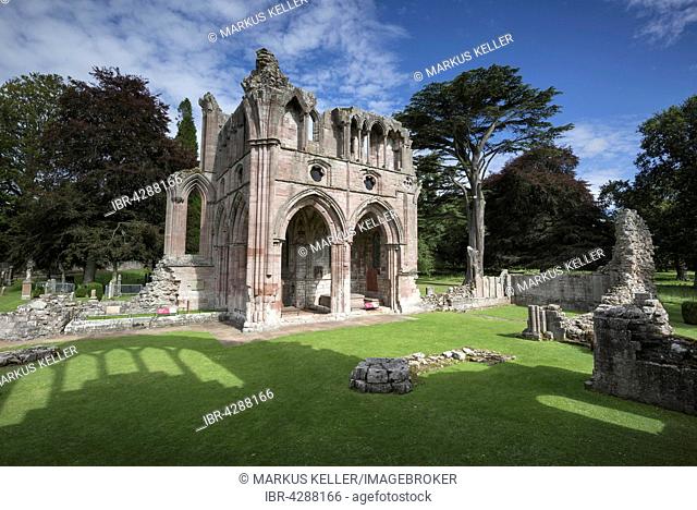 Final resting place of poet and writer Sir Walter Scott, Dryburgh Abbey, St Boswells, Borders District, Scotland, United Kingdom