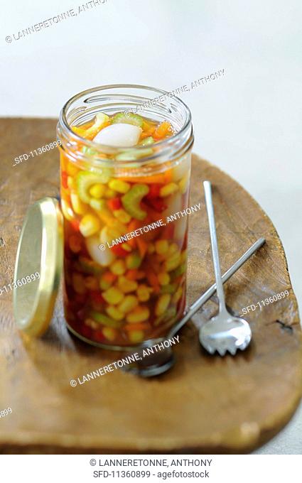 Preserved vegetables with sweetcorn