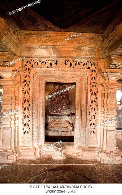 Decorative pillars and walls of kamala narayana temple in degaon , Belgaum , Karnataka , India