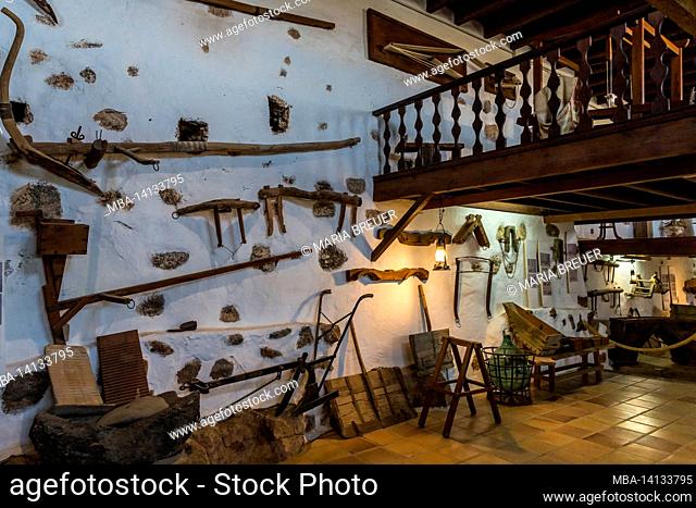 exhibition room, museo agricola el patio, open-air museum, founded in 1845, tiagua, lanzarote, canary islands, spain, europe