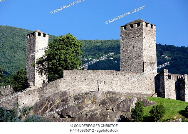 Castello Grande, Bellinzona, building, construction, Castle, canton, TI, Ticino, South Switzerland, Switzerland, Europe, fort, walls