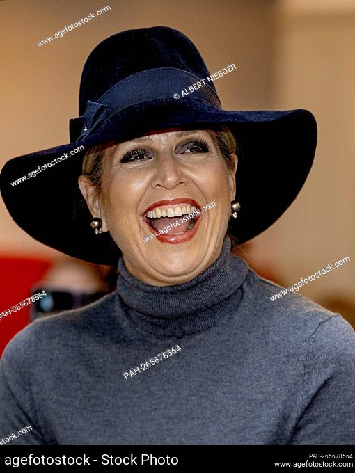Queen Maxima of The Netherlands at Museum Beeld en Geluid in The Hague, on November 24, 2021, to receive the first copy of the photo book of the Stichting Haags...