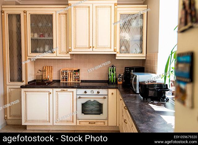 Photo of new modern kitchen interior