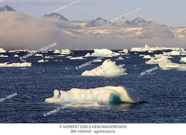 Icebergs in the Johan-Petersen-Fjord, East-Greenland, Greenland