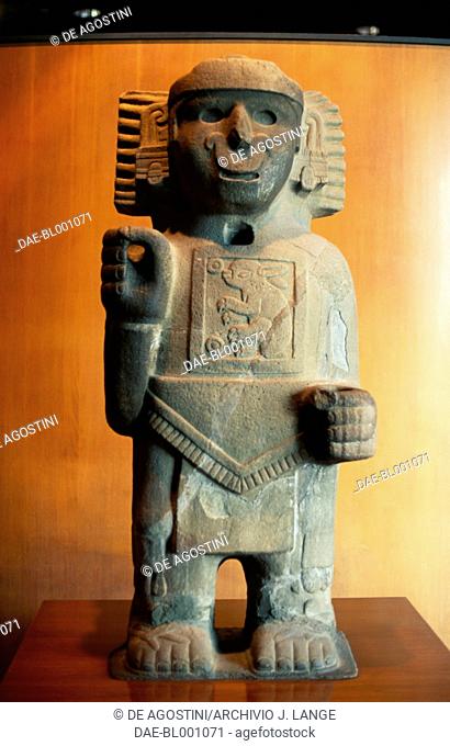 Statue of a Pulque god (fermented agave sap), from Castillo de Teayo. Toltec civilization, 9th century.  Mexico City, Museo Nacional De Antropología...
