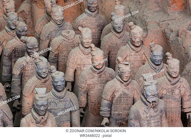 Warriors of famous Terracotta Army in Xian China - travel background