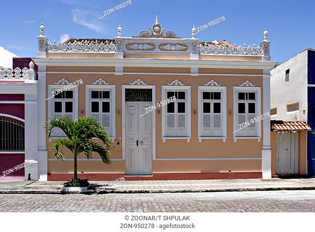 Facades in Canavieiras, Bahia, Brazil, South America