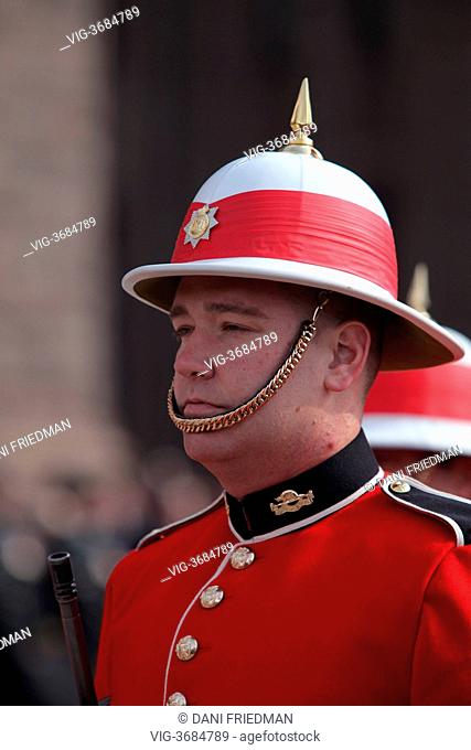 CANADA, TORONTO, 27.04.2013, Members of the 3rd Battalion of the Royal Canadian Regiment stand in formation during the presentation of a new Regimental Colour...