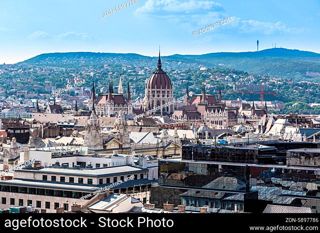 Panorama of Budapest. View from St. Stephans Cathedral