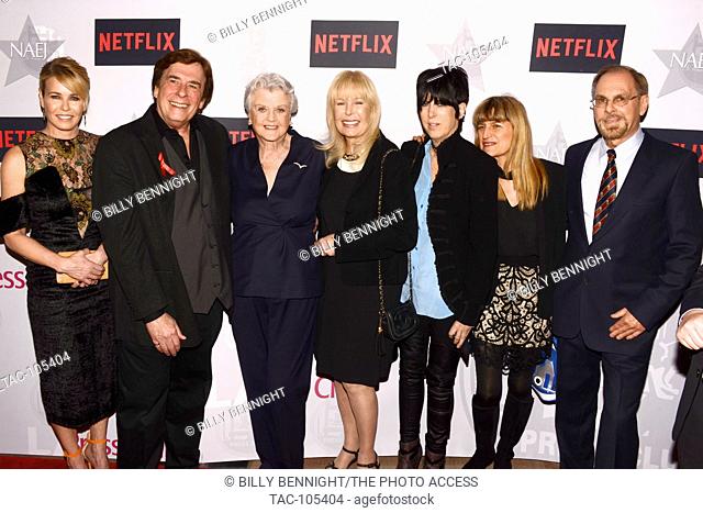 Chelsea Handler, David Michaels, Angela Lansbury, Loretta Swit, Diane Warren, Aida Mayo and Charles Catanese attends The Los Angeles Press Honors Angela...