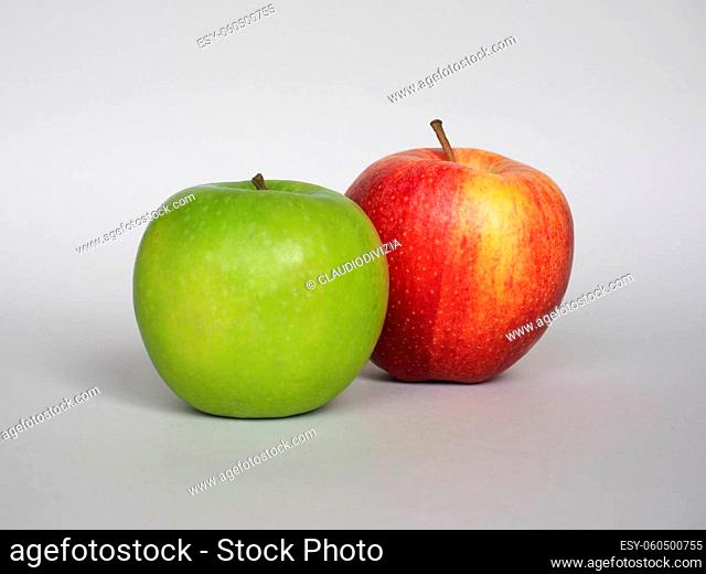 green and red apple (scientific name Malus domestica) vegetarian fruit food