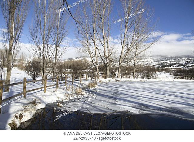 Beautiful winter mountains landscape Gudar sierra Teruel Aragon Spain