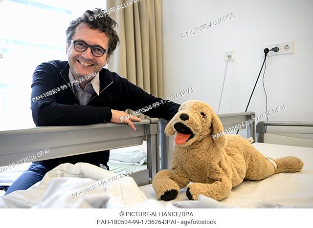 03 May 2018, Stuttgart, Germany: Markus Blankenburg, doctor at the Olga-hospital smiling for the camera. Stuttgart, has a sleep laboratory for children since...
