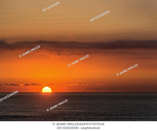 Typical sunrise on the coast of Barcelona
