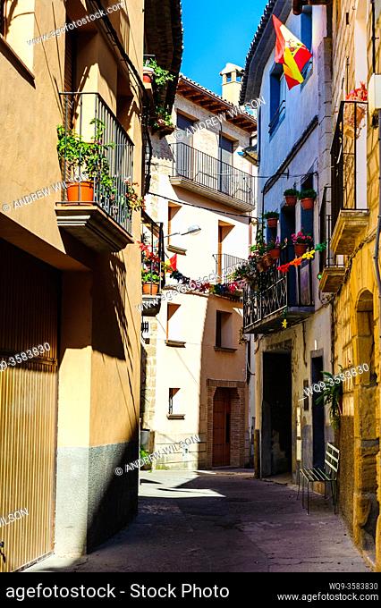 a street in Adahuesca, Huesca, Aragon, Spain