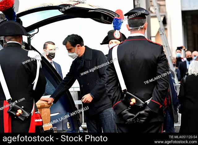 Funeral of Gigi Proietti, the actor Beppe Convertini attends at funeral in the Basilica of Santa Maria in Montesanto, called 'Church of the artists' in Piazza...