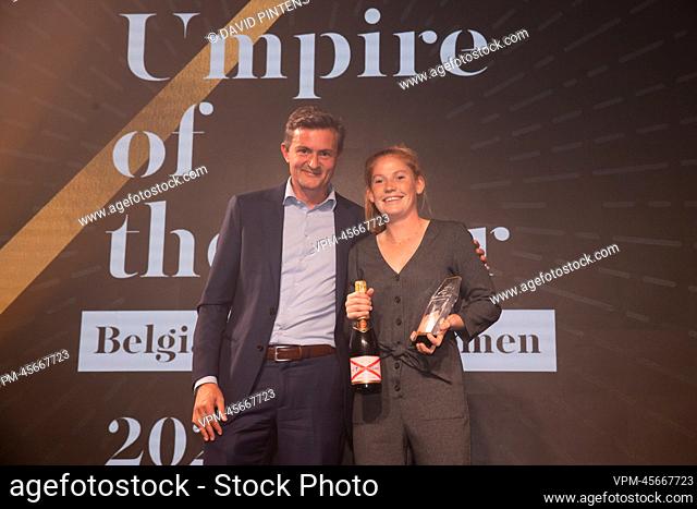 Umpire Pauline Cuypers umpire of the year pictured during a ceremony to award the 'Golden Sticks' (Gouden Sticks - Sticks d'Or) for the best players of the...