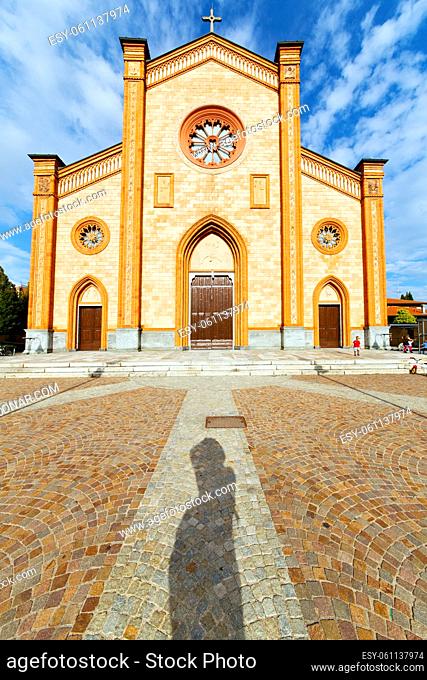 villa cortese italy  church varese the old door entrance and mosaic sunny daY rose window
