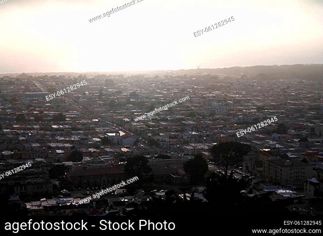 The Outer Sunset area of San Francisco during a summer Ocean sunset in California