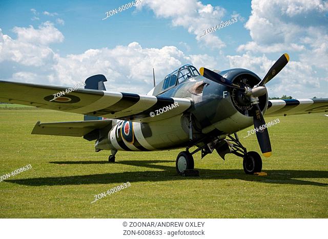 Duxford, UK - 25th May 2014: Vintage WW2 US Grumman Wildcat (Royal Navy Martlett) at Duxford Airshow