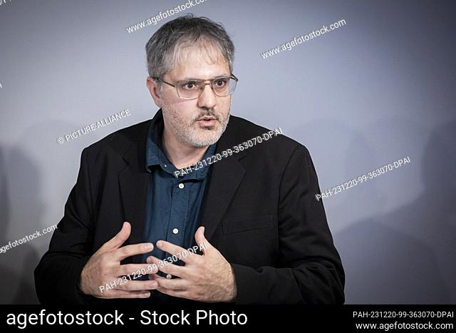 20 December 2023, Berlin: Mehmet Can, school counselor and teacher at the Rütli Campus in Berlin-Neukölln, speaks at a press conference about the recently...