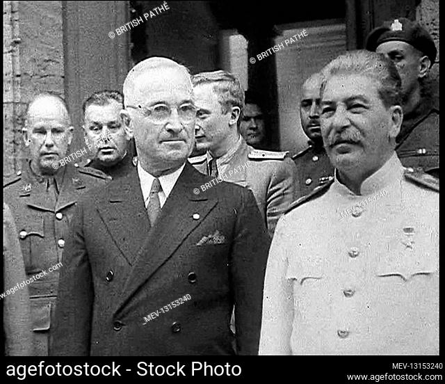 American President Harry Truman and Soviet General Secretary of the Communist Party Joseph Stalin at the Potsdam Conference Taking A Press Photograph - Potsdam