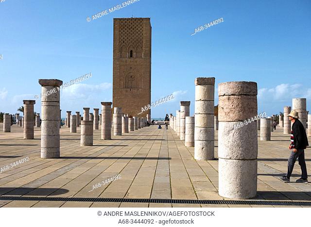Hassan Tower or Tour Hassan is the minaret of an incomplete mosque in Rabat, Morocco. Commissioned by Abu Yusuf Yaqub al-Mansur