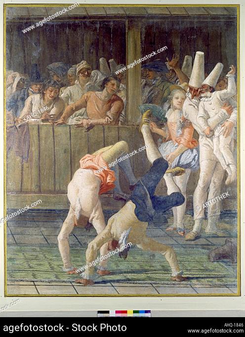 Künstler: Tiepolo, Giovanni Domenico, 1727-1804 Titel: Die Gaukler (Saltimbanchi, Colombina e Pulcinella). Maße: 196 x 160 cm Standort: Venedig