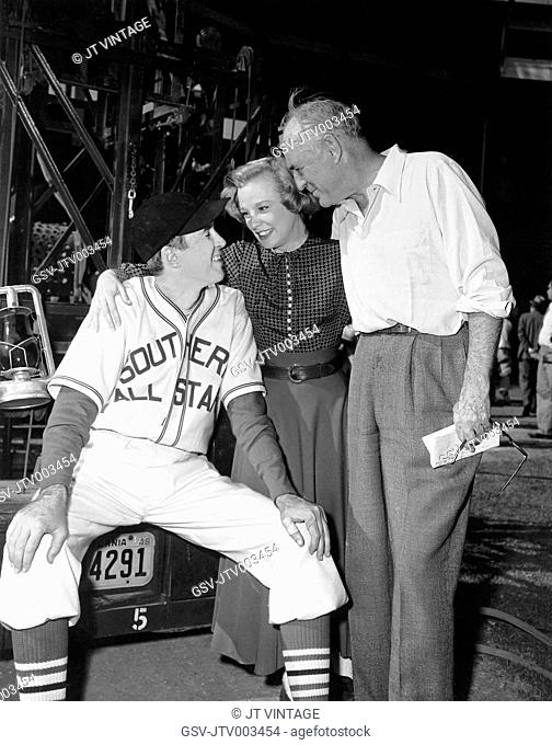 James Stewart, June Allyson & Director Sam Wood on-set of the Film, The Stratton Story, 1949