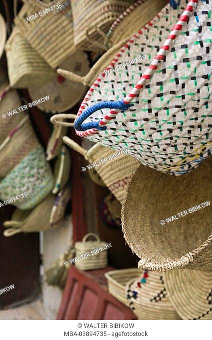 Morocco, Fes, Fes El Bali, business, sale, basket-bags, city, district, Old Town, stores, handicraft, craft, craftsmanship, Korbflechterei, basket-basketworks