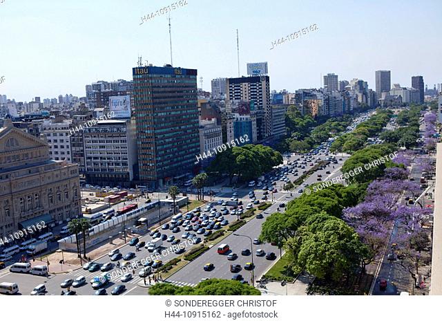 South America, Buenos Aires, street, avenue, traffic, building, construction, Avenida 9 de Julio