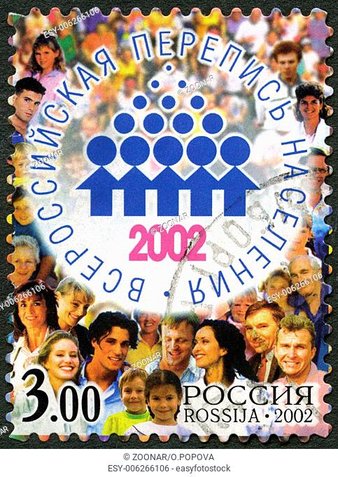 RUSSIA - 2002: shows Emblem and people, devoted All-Russian population census 2002