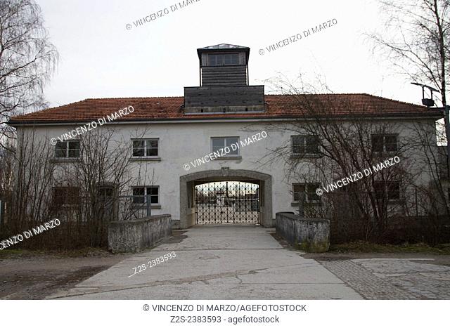 Dachau concentration camp gate, Upper Bavaria, Germany
