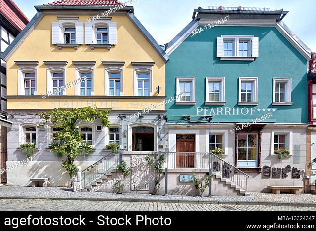 City hotel Pfarrhof, hotel, gastronomy, facade, old town, architecture, autumn, Kronach, Franconia, Bavaria, Germany