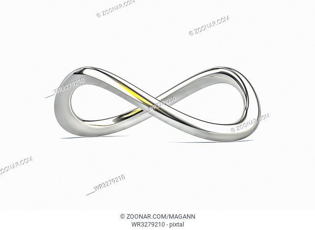 3d illustration of a chrome infinity sign isolated on white