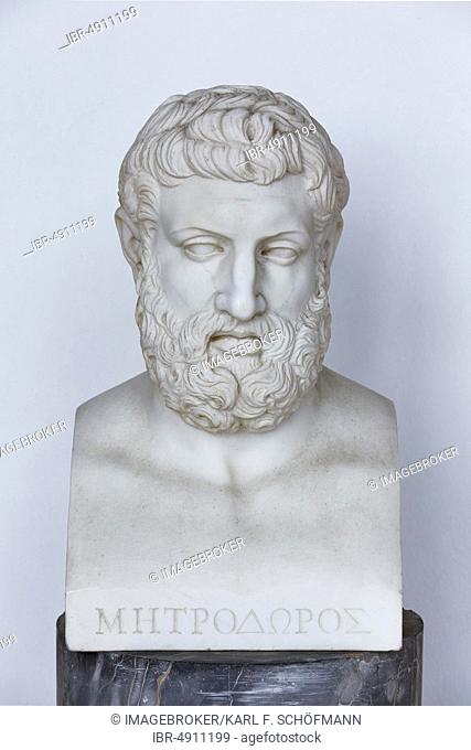 Bust of the Greek Philosopher Metrodoros of Lampsakos, Achilleion Palace, Gastouri, Corfu Island, Ionian Islands, Greece, Europe