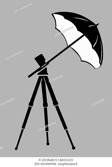tripod silhouette on gray background