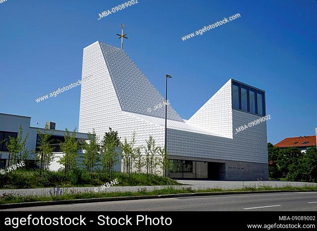 Germany, Bavaria, Upper Bavaria, Ebersberg district, Poing, new church Blessed Father Rupert Mayer, also called ski jump of God